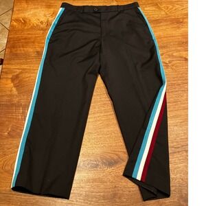 Adaptation Womens Black 100% Wool Side Stripe Straight Leg Trousers Size 29 USA